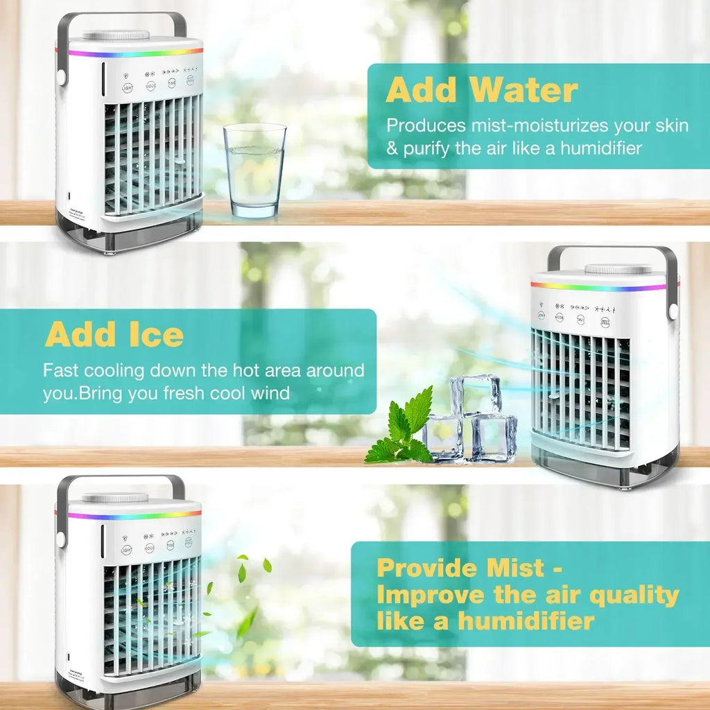 Mobile Home Cooler Fan Mini Multi-use USB Air Cooler Mist Humidifier High Speed Wind