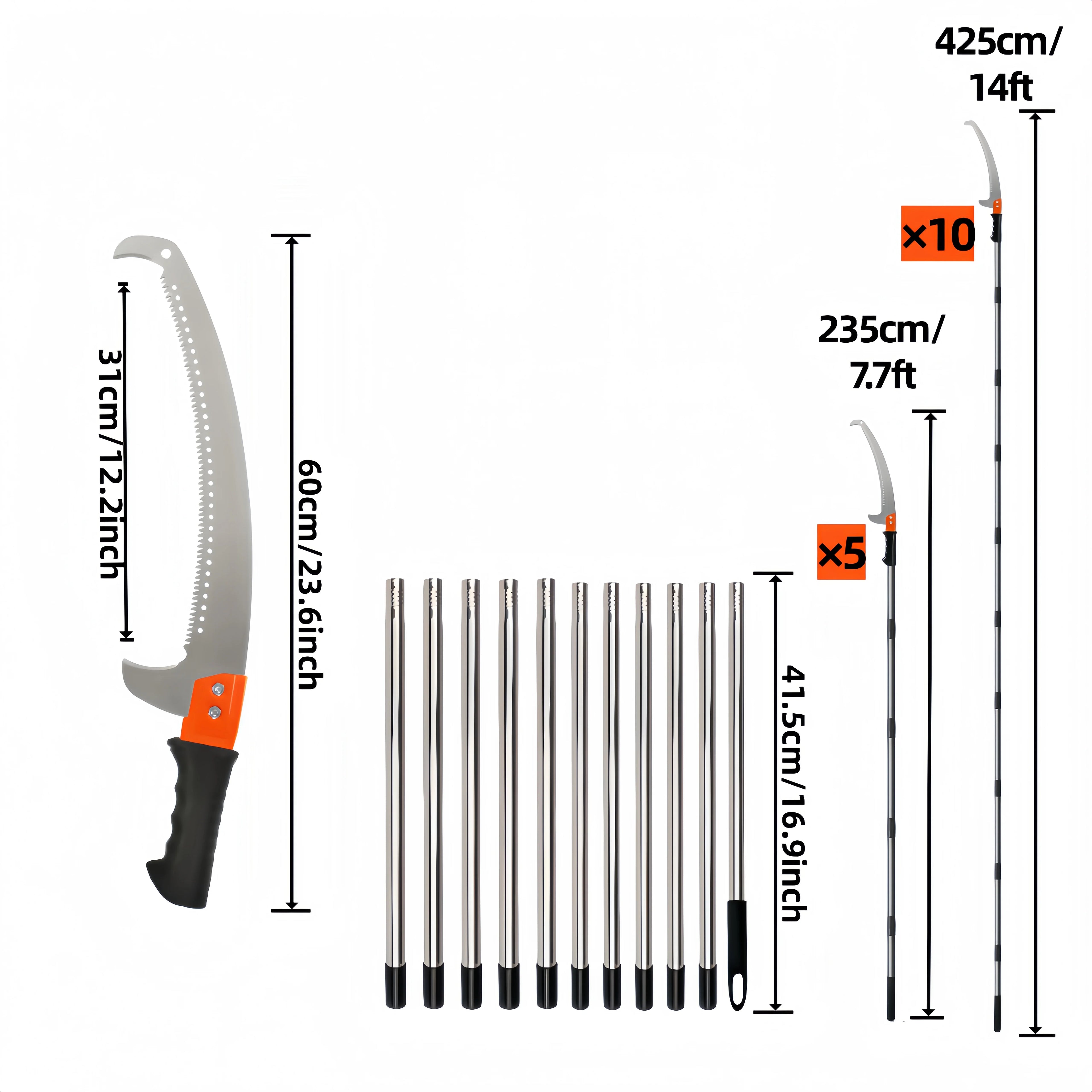Extended double-hook aerial saw, multi-functional garden pruning saw, telescopic fruit tree pruning saw, garden pruning tool