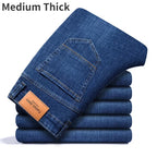 Man Pants Office Business Jeans Men Classic Blue Black Cotton Stretch Straight Denim Pants Male Brand Trousers