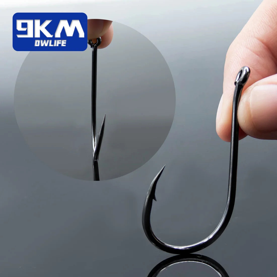 9KM Chinu Hooks 50~100Pcs Single Fishing Circle Hook Black High Carbon Steel for Saltwater Freshwater Porgy Bream Grouper