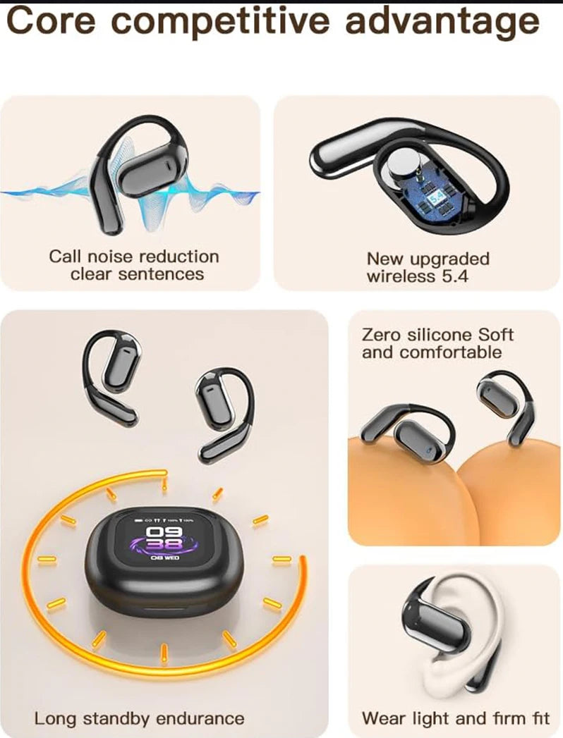 UYUXIO Real Time Translation Wireless Earbuds with 144 Language OWS LCD Touch Screen Earphone AI Language Headphone for Business