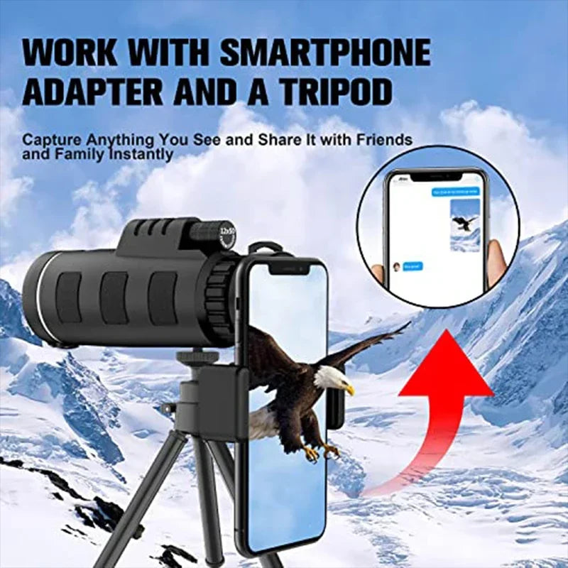 DISCOVERY 40x60 Monocular Telescope with Smartphone Holder & Tripod, High Power BAK4 Prism Lens Monocular For Hunting Camping