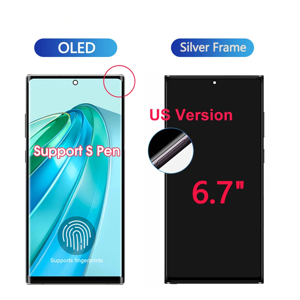 6.8“ Super AMOLED For Samsung Galaxy S23 Ultra S918 LCD Display Touch Screen Digitizer Assembly Support fingerprint and S-Pen