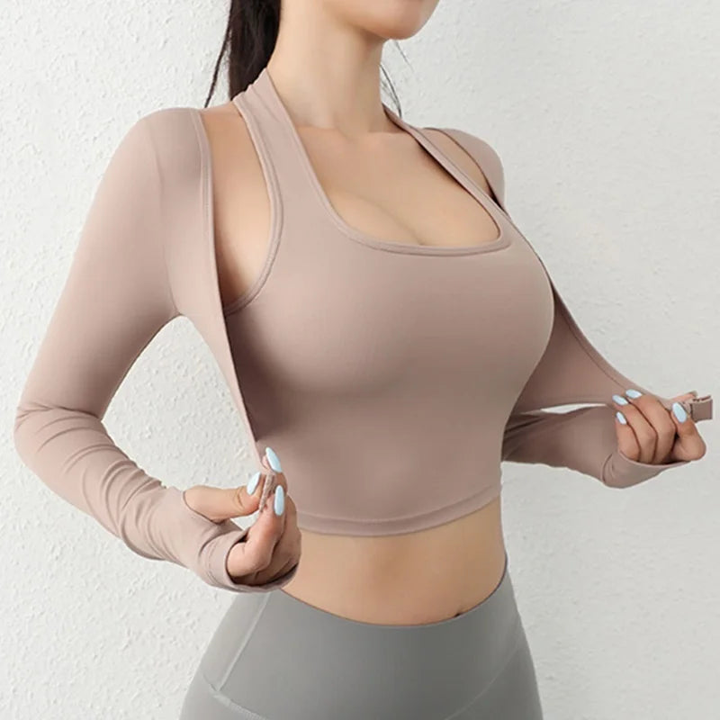 Cloud Rise Women Yoga Shirts Sports Workout T-Shirt Sexy Girl Long Sleeve Blouse Gym Fitness Crop Top Autumn Winter Sportswear