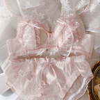 Lolita Girls Lace Padded Bra Sets Women Underwear Intimates Bralette Lingerie Japanese Ruffled Sweet Sexy Thin Cup Panties