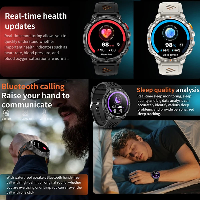 2026 New T-Rex 3 Ultra 1100mAh Smart Watch 5ATM Waterproof Outdoor Sports GPS Track Heart Rate Compass Bluetooth Call Smartwatch