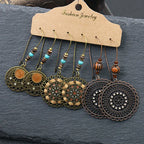 Boho 3Pcs/set Ethnic Leaf Bronze Earrings Set Vintage Hanging Earrings for Women Gypsy Statement Jewelry Accessories Pendientes