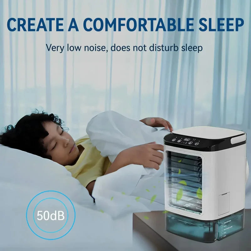 Compact Air Conditioner Fan Mini Evaporative Cooler with Ice Box & Large Water Tank USB Personal Cooler for Bedroom
