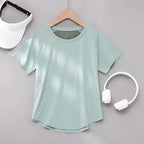 DRUR Yoga Tops Sportswear Woman Gym Shirts Breathable Quick Dry Short Sleeve Workout T Shirt Jogger Running T Shirt Yogawear New