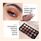 18-Color Eyeshadow Palette – Pearlescent, Matte, Fine Shimmer, Glitter, Earth Tones, Long-Lasting, High-Performance