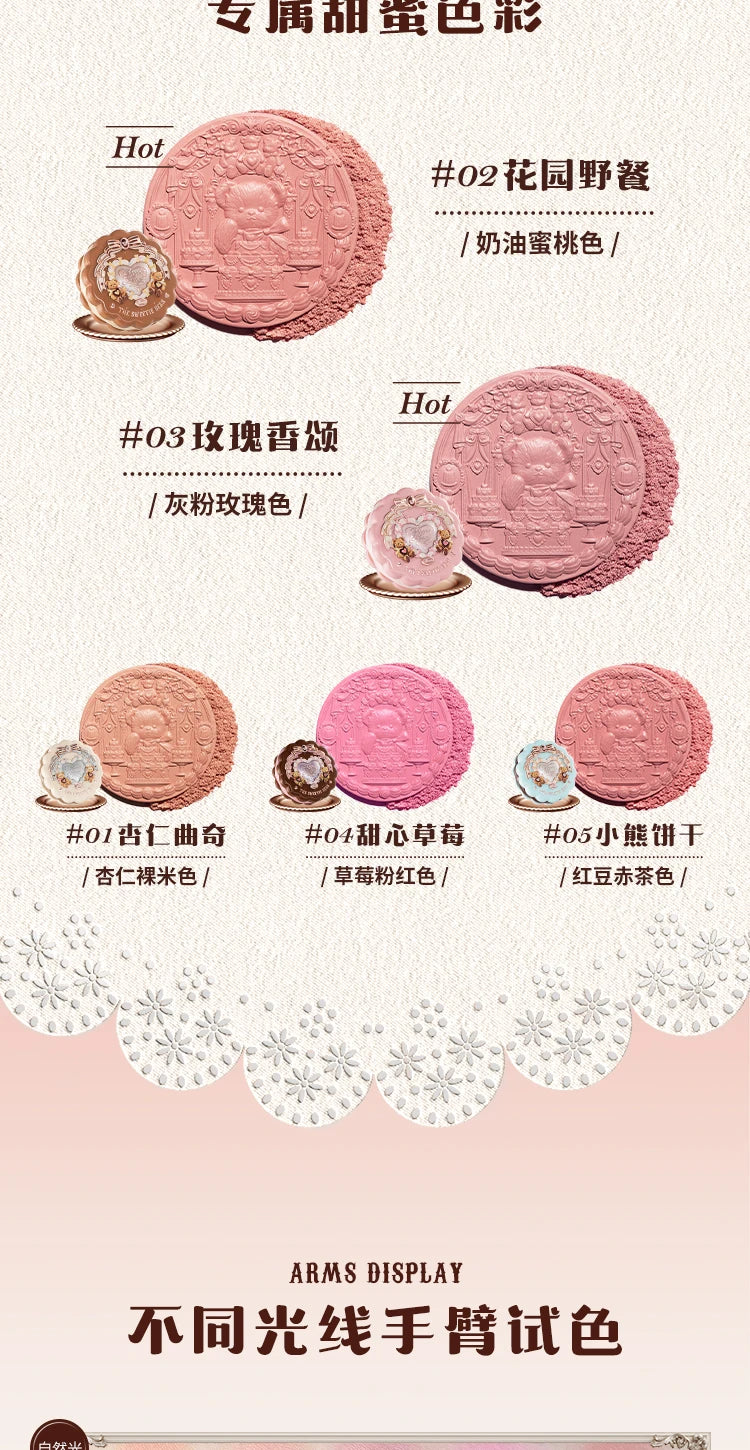Flower Knows The Sweetie Bear Collection Satin embossed blush Lasting Matte Puffing Natural Brightening Facial Cosmetics 5g