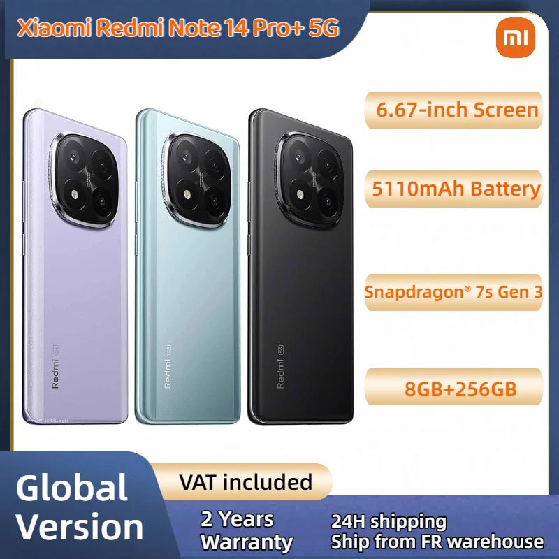 Xiaomi Redmi Note 14 Pro+ 5G Snapdragon® 7s Gen 3 IP68 Water & Dust 6.67” AMOLED display 1.5K 120Hz 5110mAh 120W 200MP Camera Main image