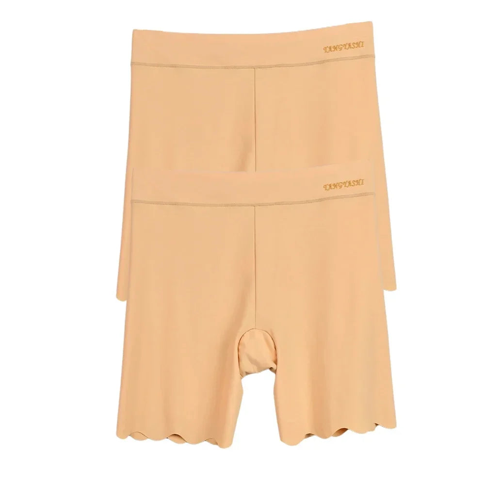 2pcs Seamless Safety Shorts Womens Ice Silk Summer Anti Rub Underwear Boxers Under Skirt Panty Big Size Short Leggings 40-100kg