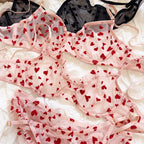 New Lingerie Thongs Set Sexy Ultra Thin Transparent Bra Women Underwire Push Up Bra Set Summer Romantic Peach Heart Underwear