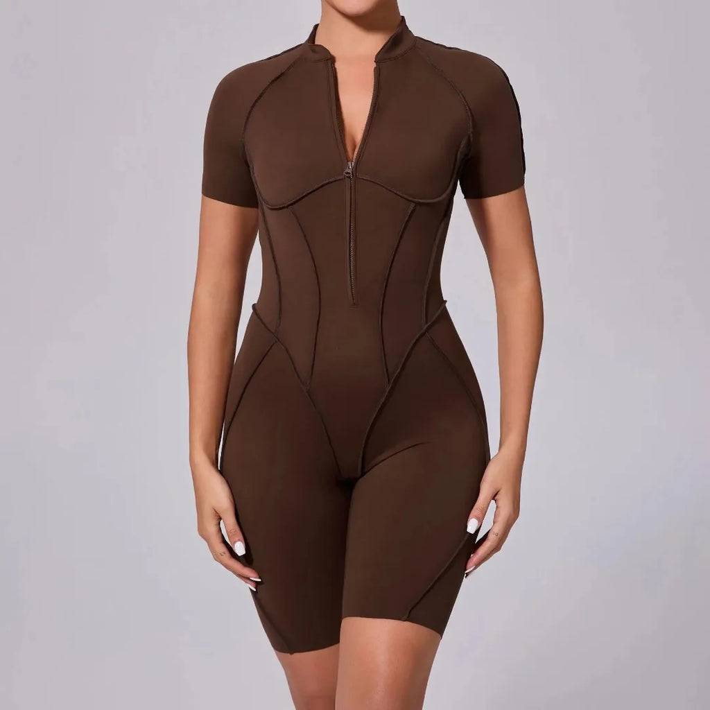Women's Yoga Jumpsuit Hip Lift Sports Fitness Removable Padding Backless Zipper Leggings One-Piece Running Workout Gym Jumpsuit
