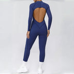 Women's Yoga Jumpsuit Hip Lift Sports Fitness Removable Padding Backless Zipper Leggings One-Piece Running Workout Gym Jumpsuit