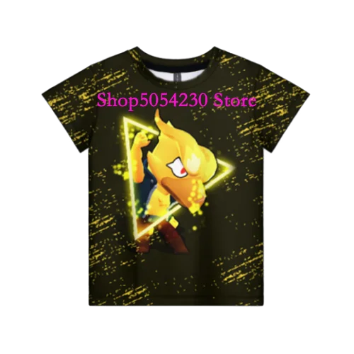 Boys Summer T-shirt Tees Brawl-Stars Anime Figures Leon Cartoon Characters Kids Cosplay Costumes Crow T Shirt Christmas Gifts