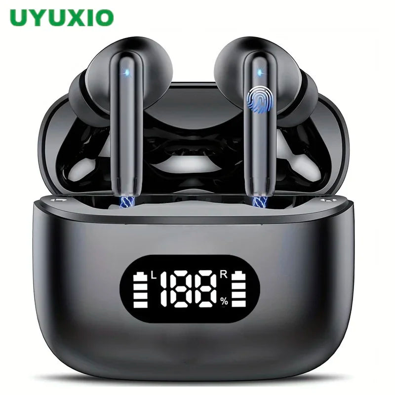 UYUXIO Wireless Earphone 40dB Noise Cancelling Bluetooth 5.3 Headphone ENC with LED Display HD TWS Earbuds Transparency Mode Main image