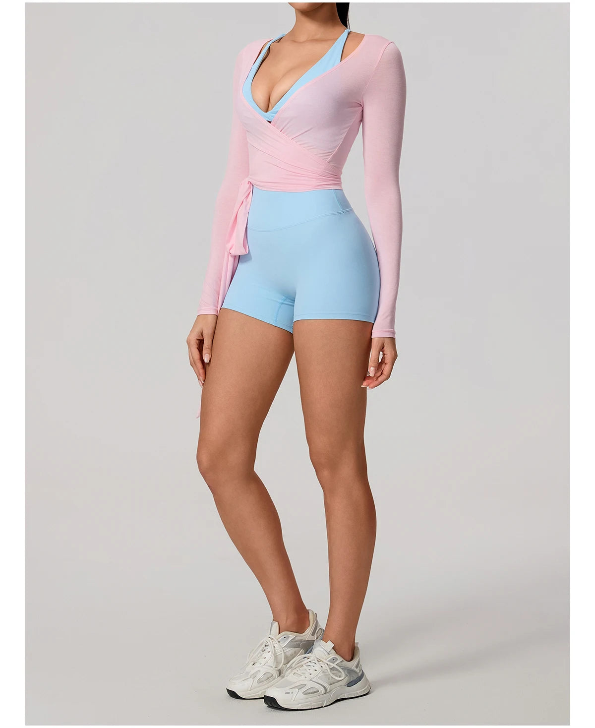 New Summer Women's Yoga Long Sleeve One Piece Strap Yoga Clothing Female Training Premium Ballet Wrap TopsWoman Gym Sports Top