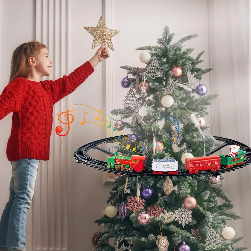 VATOS Hanging Christmas Train Set Toy Light and Sound Train Around Christmas Tree Decoration Gift Indoor Home Toys for Kids Secondary image