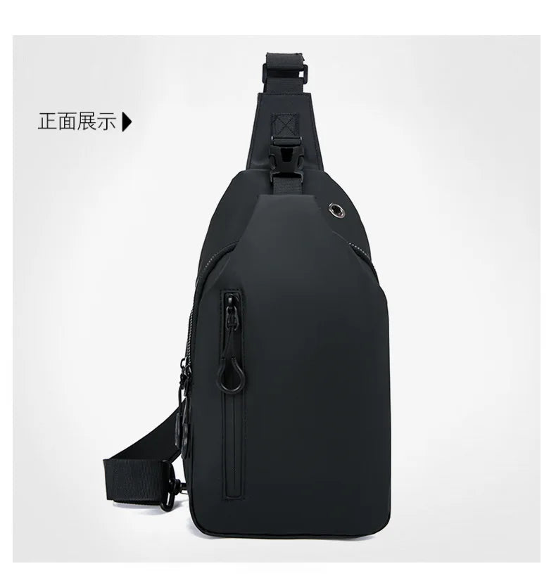 Men Bag Fashion New Solid Color Men Chest Bag Outdoor Casual Fashion One Shoulder Crossbody Bag Nylon USB Charging Shoulder Bags