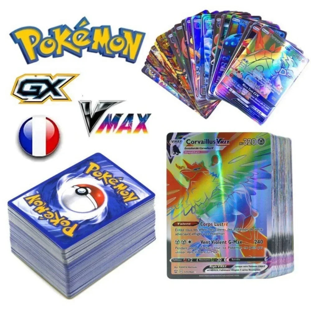 10-100Pcs Pokemon Cards English French Spanish German Italian GX Team Vmax EX Shining Game Battle Trading Collection Card Toys Secondary image