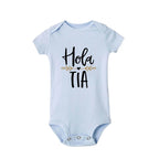 Hola Tio Tia Pregnancy Announcement Baby Bodysuit Jumpsuit Infant Clothing Casual Overalls Pregnancy Gift for New Aunt Uncle