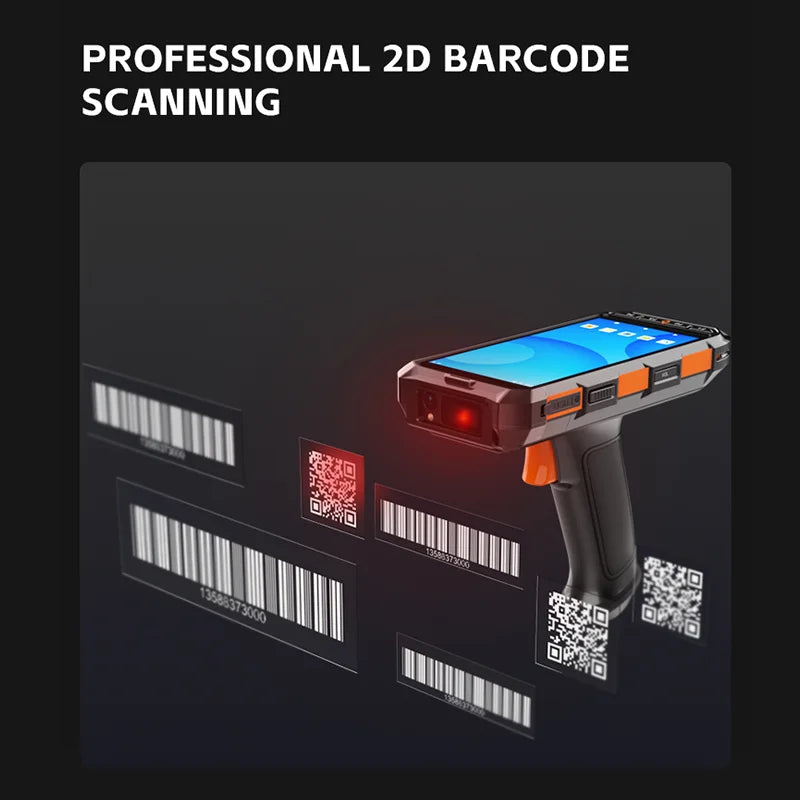 5.5inch Portable Handgrip Android 13 PDAS Rfid Reader Scanner Rug Handheld Barcode Scanner with 8000mah 64g Octa Core WiFi NFC