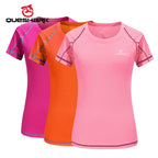 QUESHARK Women Quick Dry Short Sleeve Sports Running T Shirt Breathable Slim Tops Yoga T-shirts Tees Fitness Gym Workout Shirts