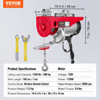 SucceBuy 1320-2200 lbs Wireless Electric Hoist with 40ft Single Cable Lifting Height Steel Wire Winch Garage Warehouse Factory