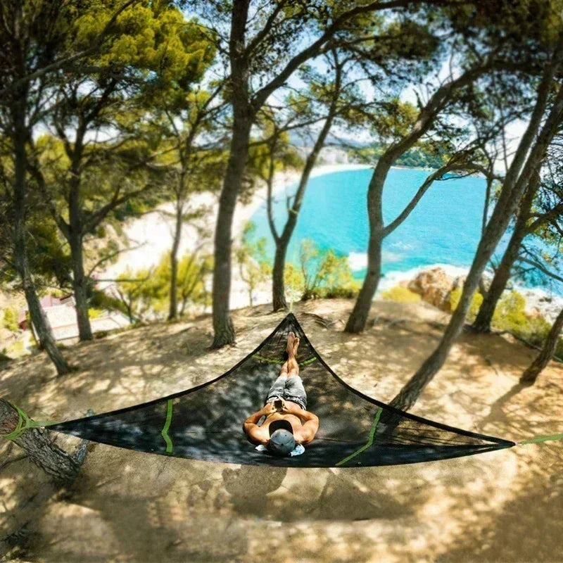 Outdoor Camping Hanging Portable Bed Triangle Hammock Portable Multi Person Aerial Mat  travel Convenient Sleep Hammock bed