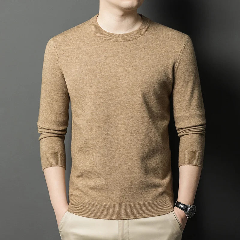 2025 New Men's Casual Sweater Round Neck Long Sleeve Knitted Sweater Diamond Pattern Fashion Versatile Top 2029
