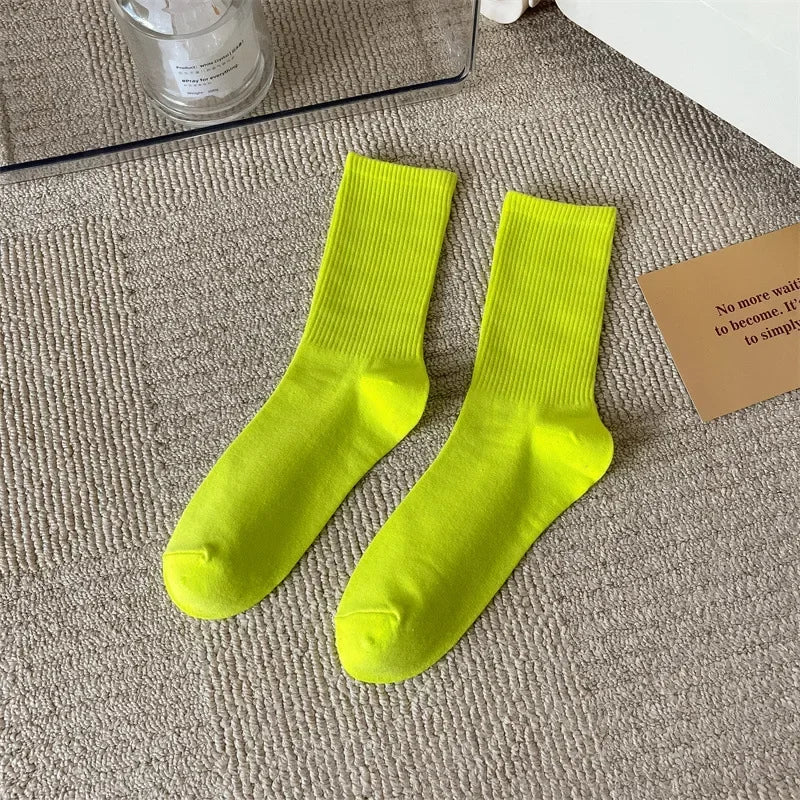 33 Colors Summer Cotton Soft Socks Happy Colorful Women's Mid-tube Stocking Fashion Trend Red Green Ankle Sox Autumn Hosiery