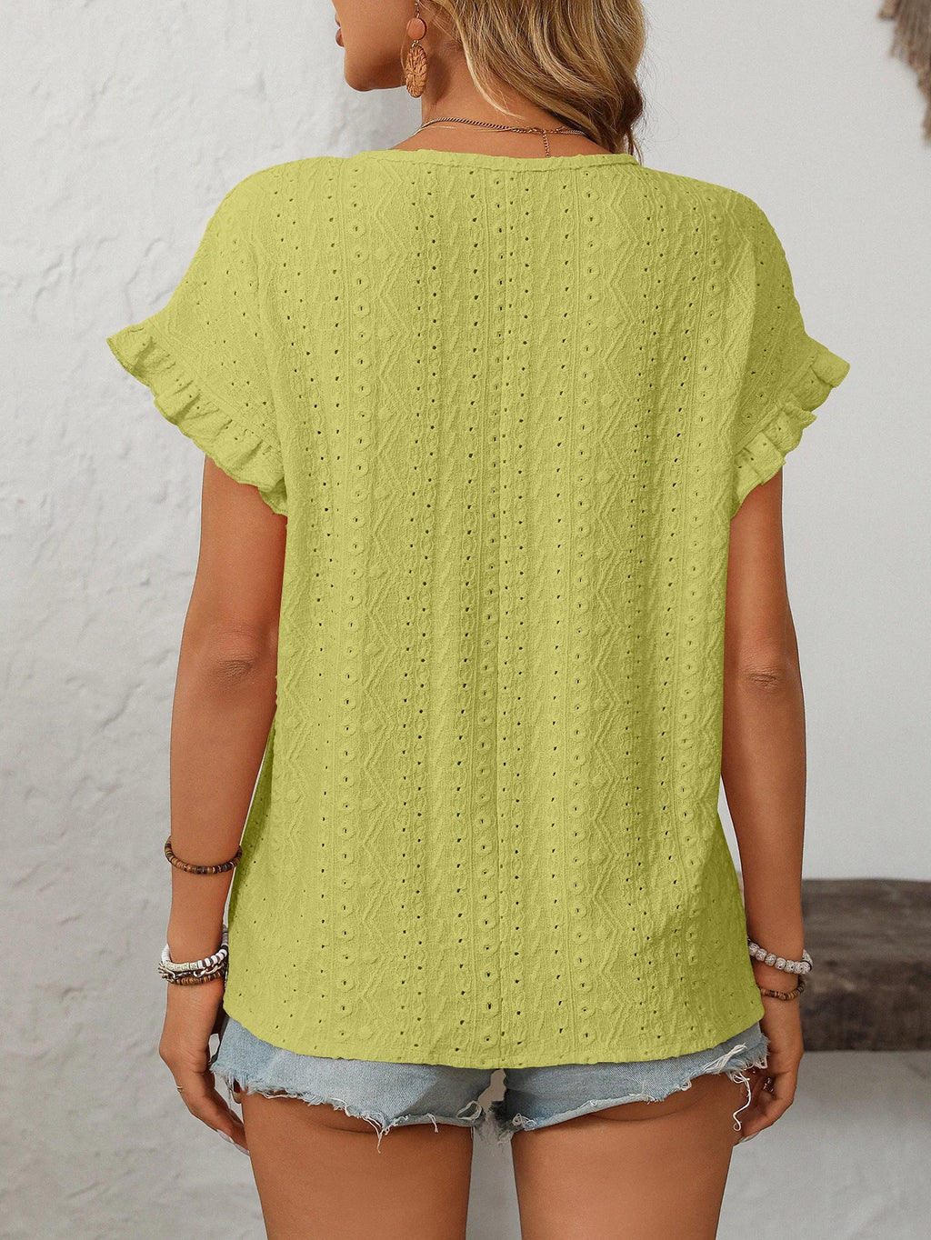 Solid Casual Loose Blouses For Women Fashion 2025 Summer Women's Hollow Short Sleeve Shirts And Blouses Elegant Female Blue Tops