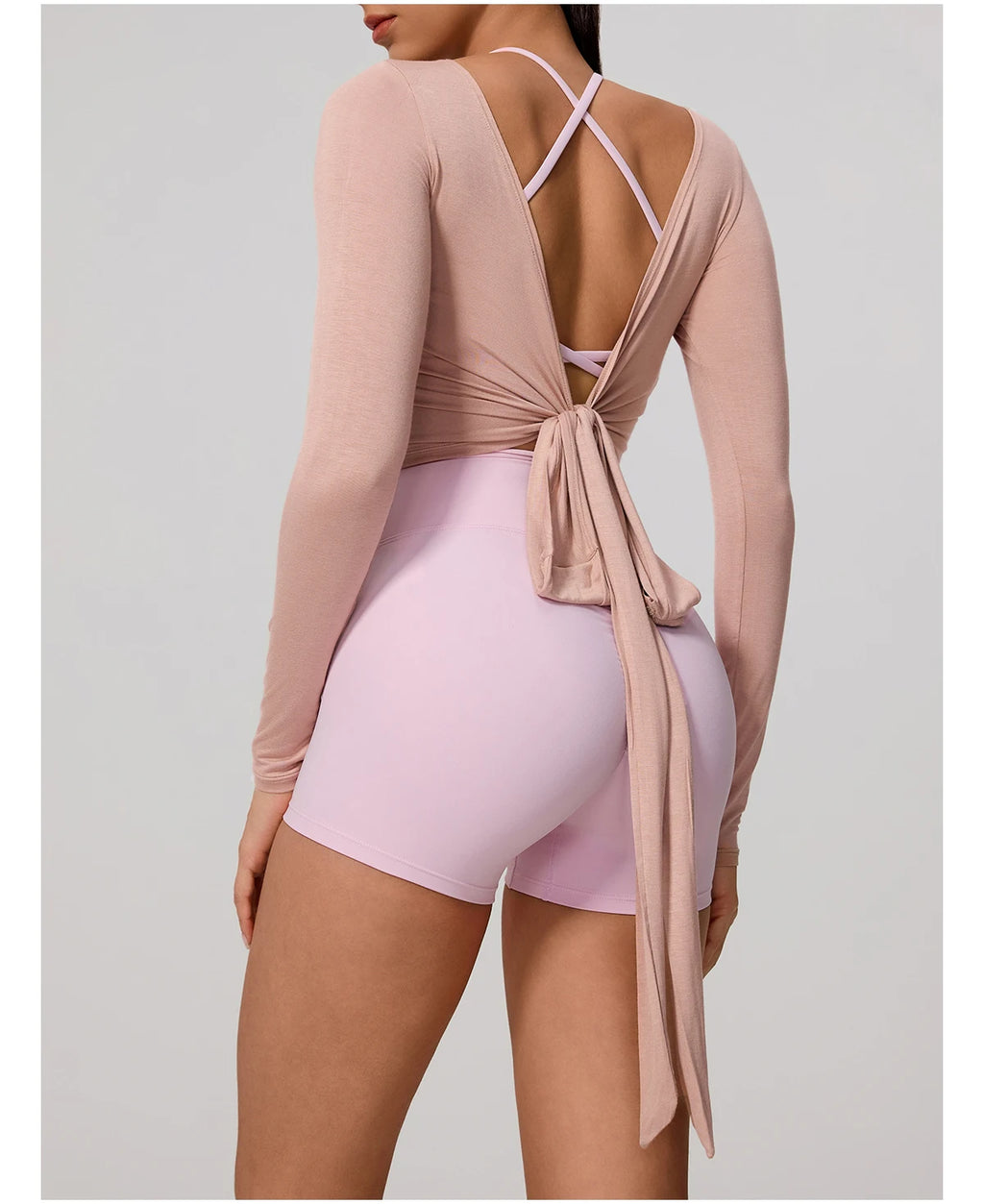 New Summer Women's Yoga Long Sleeve One Piece Strap Yoga Clothing Female Training Premium Ballet Wrap TopsWoman Gym Sports Top