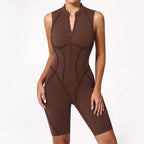 Women's Tracksuit Gym Workout Sports Clothes Outfit Zipper Jumpsuit Yoga Fitness Overalls Set Open Back Bodysuits Suit for Women