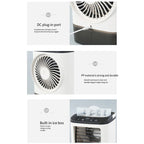 USB Portable Air Conditioner Fan Dual Mist Humidifier Ice Box 3 Speed Desktop Cooling Fan With LED Night Light