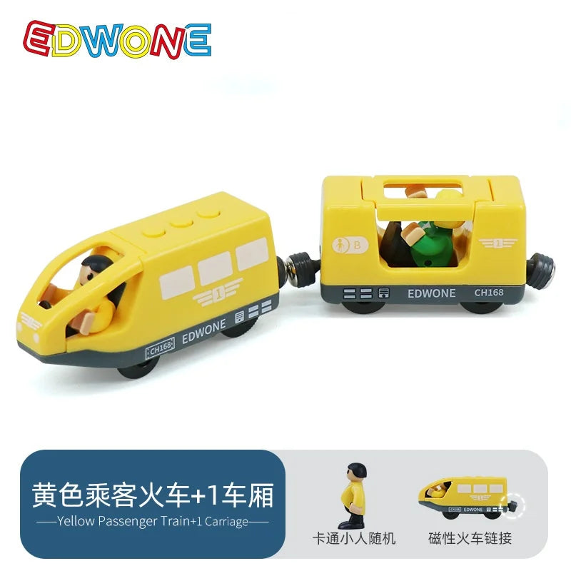 wooden Electric car set Magnetic Electric Train with Little Doll Diecast Slot Toy set Compatible Railway Wood Track Rail Train