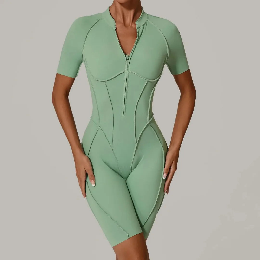 Women's Yoga Jumpsuit Hip Lift Sports Fitness Removable Padding Backless Zipper Leggings One-Piece Running Workout Gym Jumpsuit