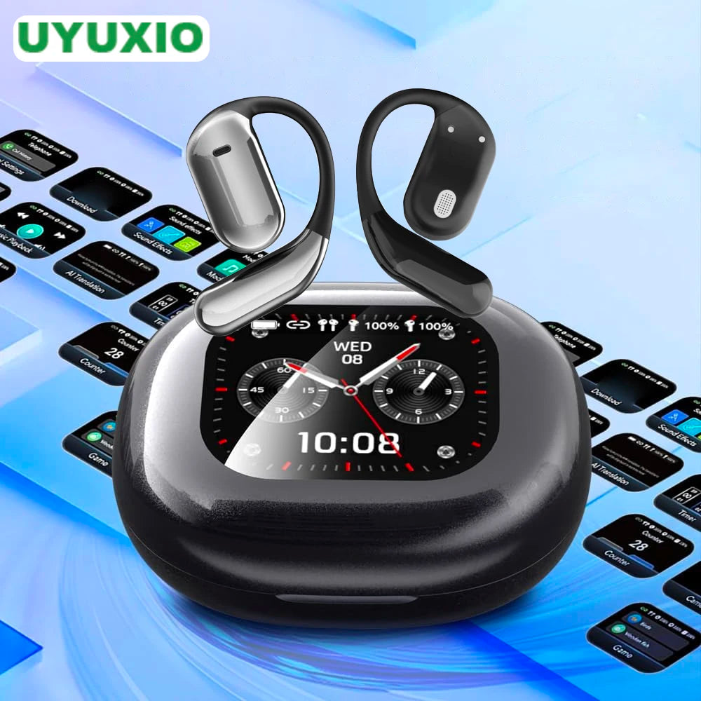 UYUXIO Real Time Translation Wireless Earbuds with 144 Language OWS LCD Touch Screen Earphone AI Language Headphone for Business Main image
