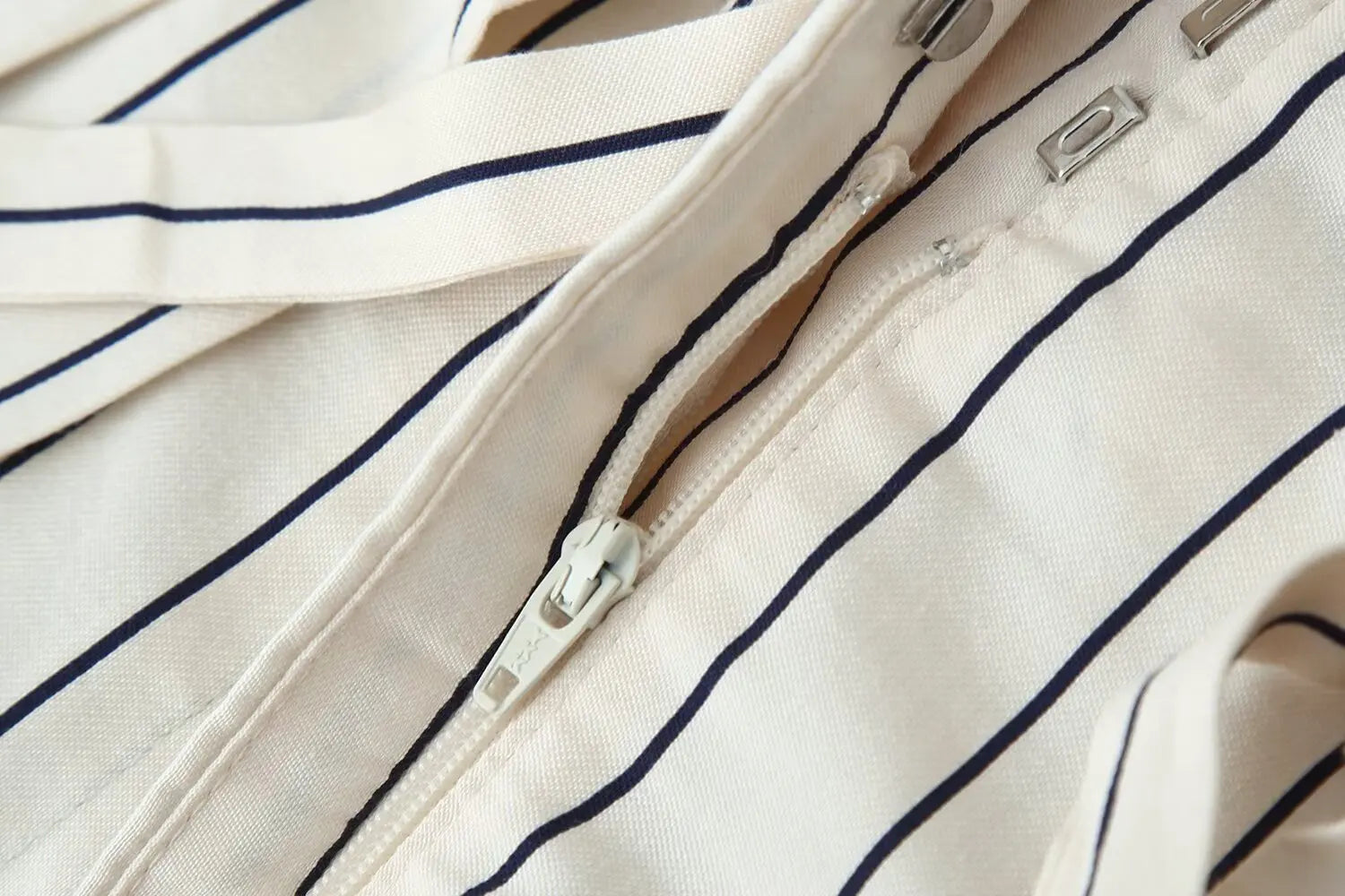HH Women Spring New Fashion Vintage Versatile Beige Striped Puffy Sleeve Shirt+High Waisted Loose Pleated Casual Long Pants Set