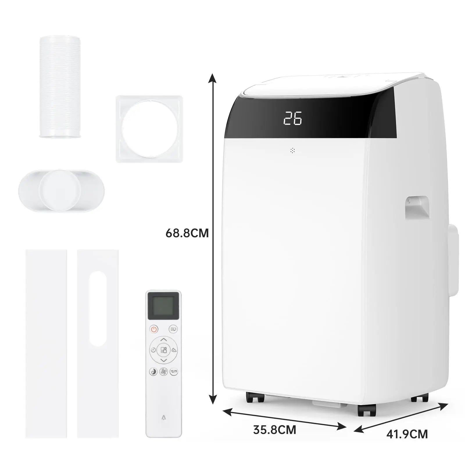 Portable Air Conditioner 12000 BTU, 4-In-1 Cooling Dehumidifier Fan & Auto Airflow, No Outdoor Unit, Quiet Operation, For Home