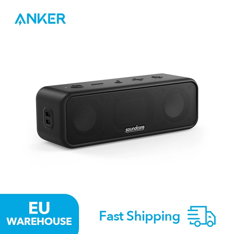 Sound core 3 from Anker: Bluetooth 5.0 loudspeaker, 24 Hours Playtime, IPX7 Waterproof Stereo Sound with Titanium Membrane Tre Main image