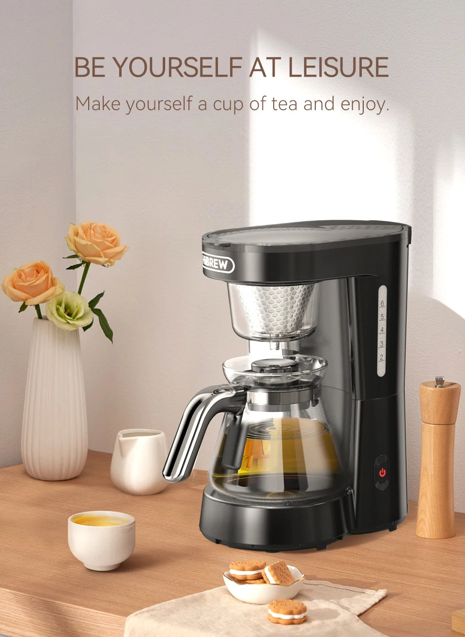 HiBREW 3 in 1 America Drip Coffee Machine Pour Over Coffee Maker Glass Teapot Hot Tea Maker  750ML H12