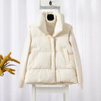 Women Fashion Autumn New 2024 Stand Collar Elegant Down Coats Warm Outerwear Casual Belt Sleeveless Winter Women Vests Jackets