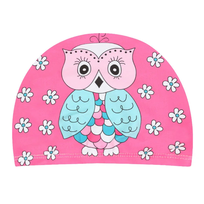 Kids Swim Cap Cartoon Pattern High Elastic Ear Protection Breathable for Pool Swimming Boys Girls Comfort Fit