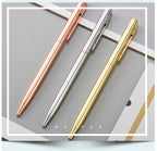 20-200 Pens New Slim Metal Ballpoint Pens Rose Gold Custom Logo Advertising Lettering Engraved Name School Office Supplies Gifts