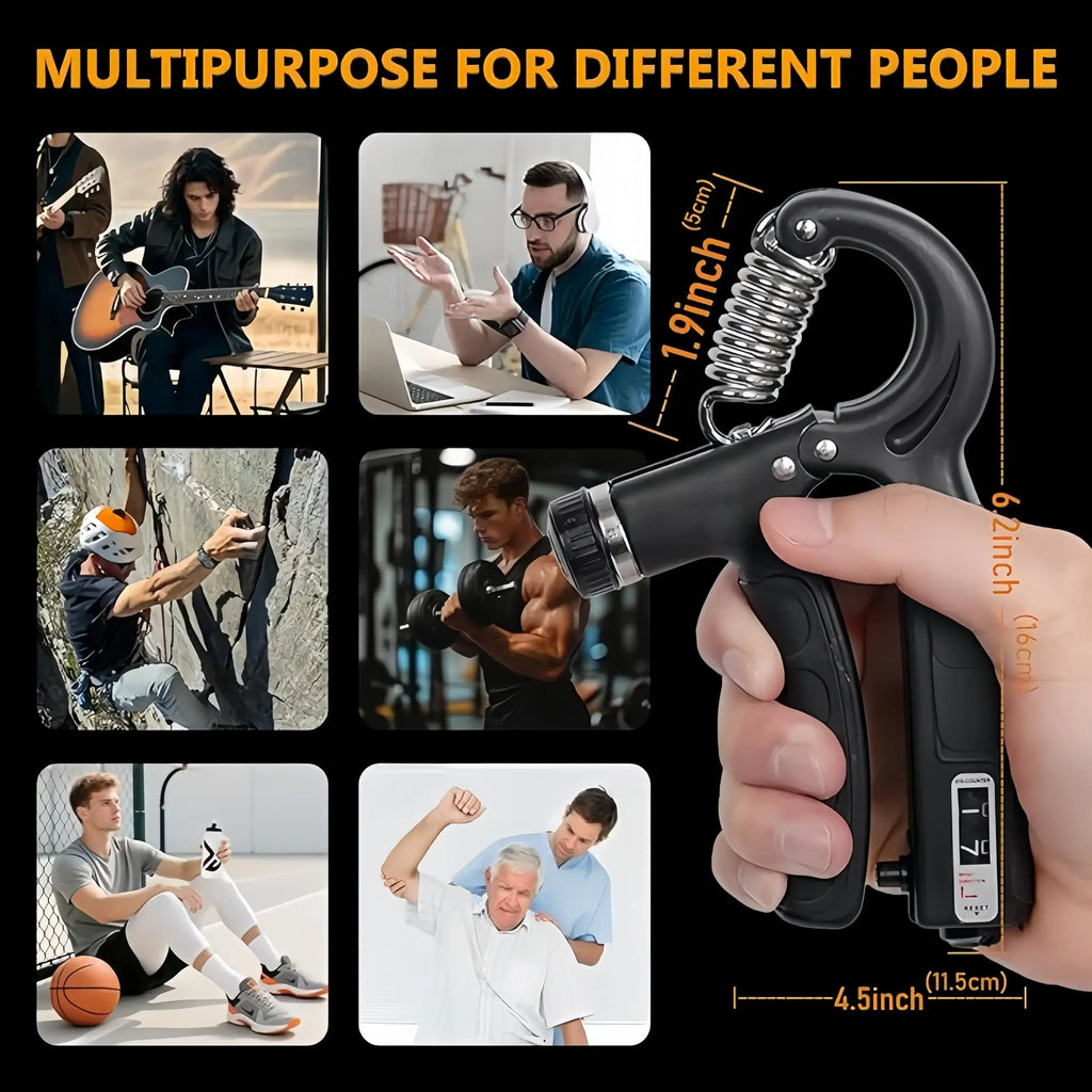 6 Pack Hand Grip Strengthener Kit, Adjustable Resistance Counting Hand Gripper, Finger Exerciser, Grip Ring & Stress Relief Ball for Forearm Workout, Wrist Rehabilitation Training