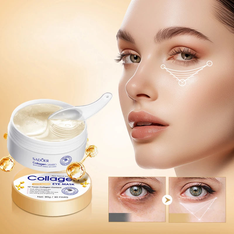 Collagen eye mask, deep moisturizing, firming the skin around the eyes, eye care, anti-aging skincare, making the skin younger
