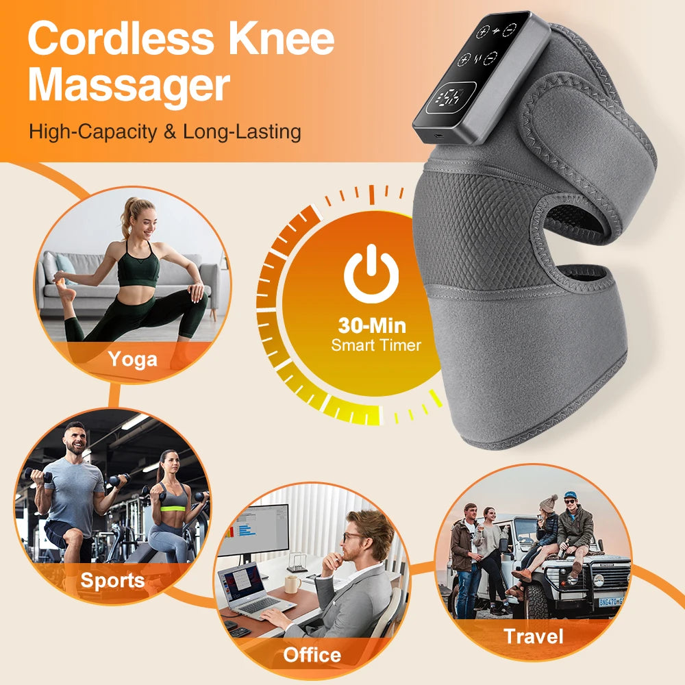 3 Vibrations 5 Levels Hot Compress Shoulder Elbow Massage Knee Support Brace, Electric Heating Knee Protection Belt